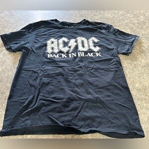 Vintage AC/DC Back In Black Rock Band T-Shirt Black 100% Cotton Size L/G Retro
